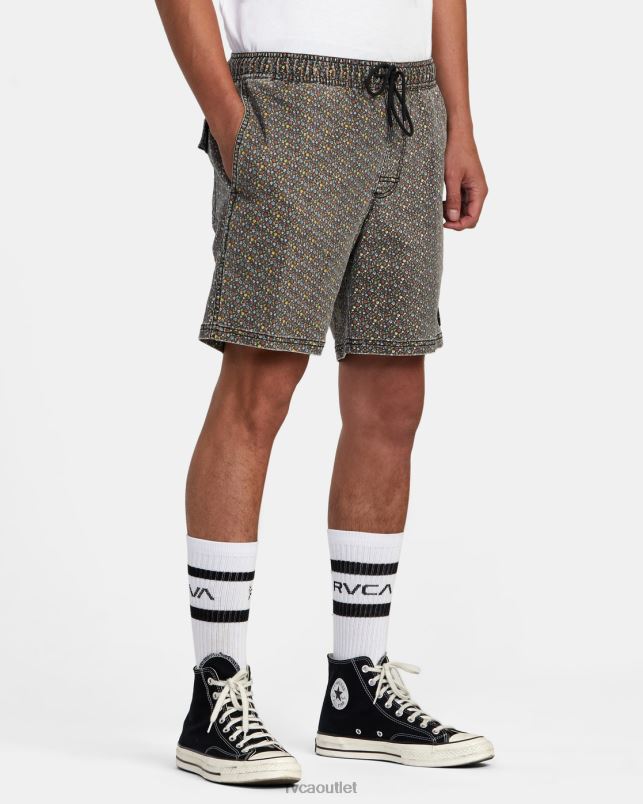 Clothing V84B992 bright black RVCA Men Escape Print Elastic Waist Walkshorts 17
