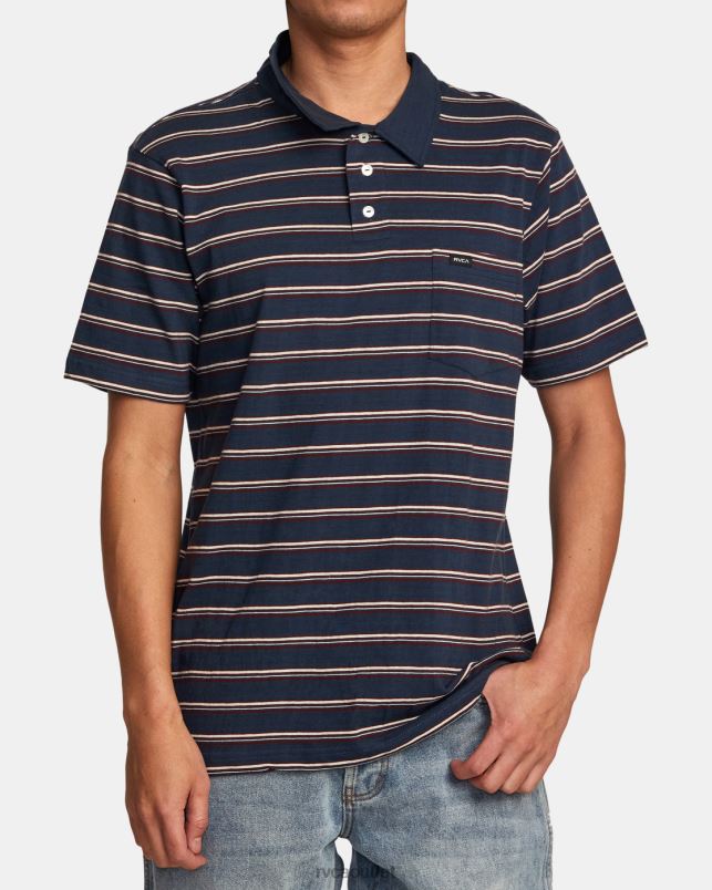 Clothing V84B1002 moody blue RVCA Men Cassady Stripe Polo Shirt