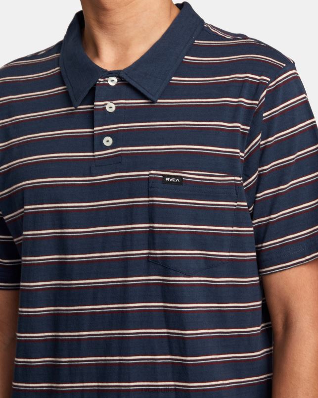 Clothing V84B1002 moody blue RVCA Men Cassady Stripe Polo Shirt