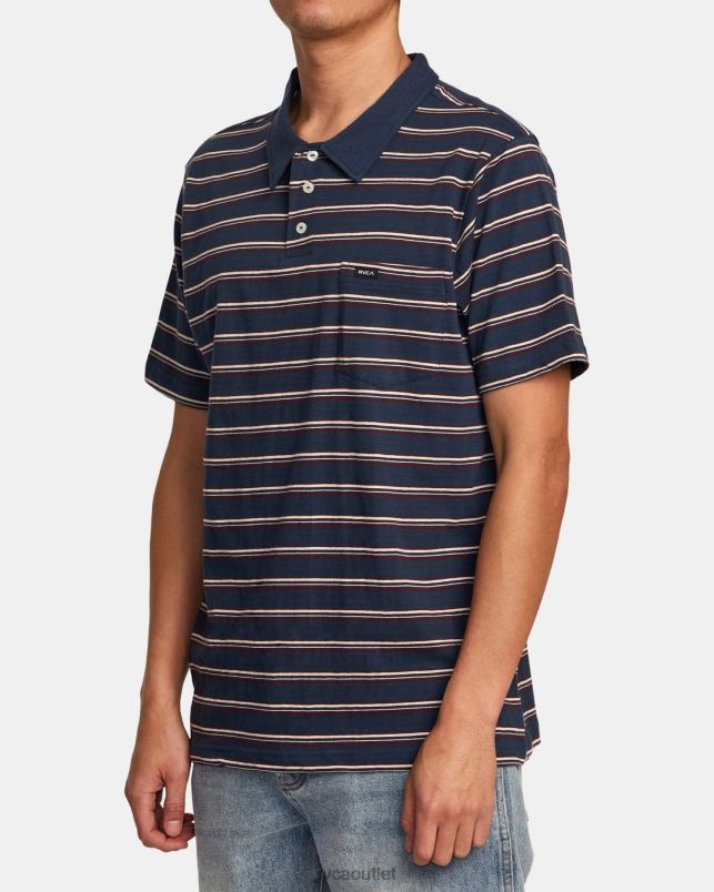 Clothing V84B1002 moody blue RVCA Men Cassady Stripe Polo Shirt