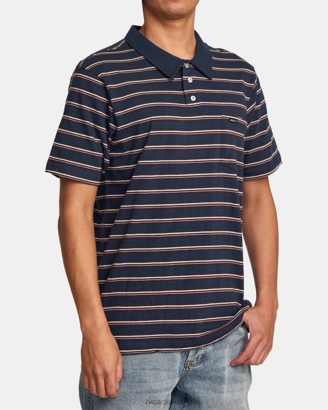 Clothing V84B1002 moody blue RVCA Men Cassady Stripe Polo Shirt