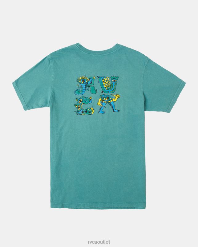 Clothing V84B101 teal sunwash RVCA Men Creeps Tee