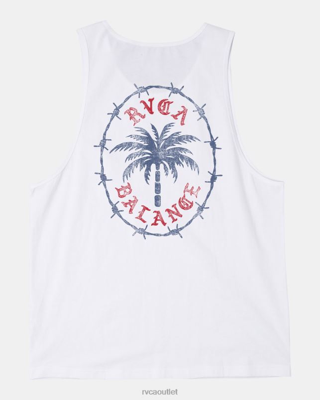 Clothing V84B130 white RVCA Men Palm Wire Tank