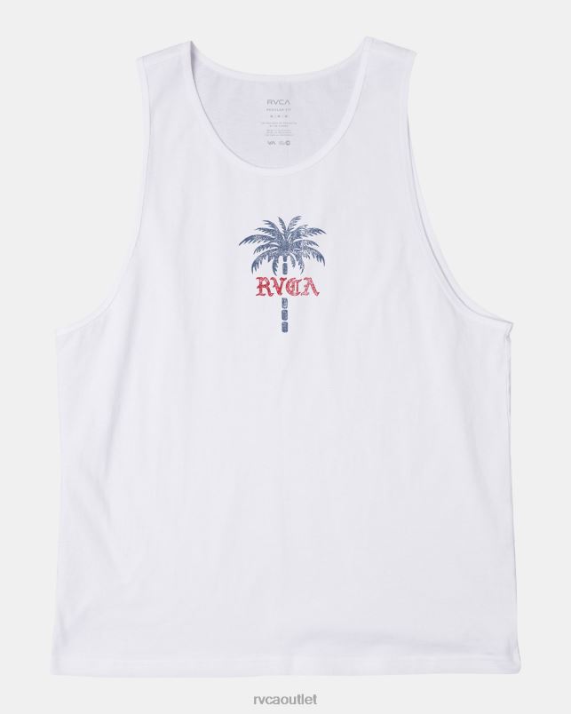 Clothing V84B130 white RVCA Men Palm Wire Tank