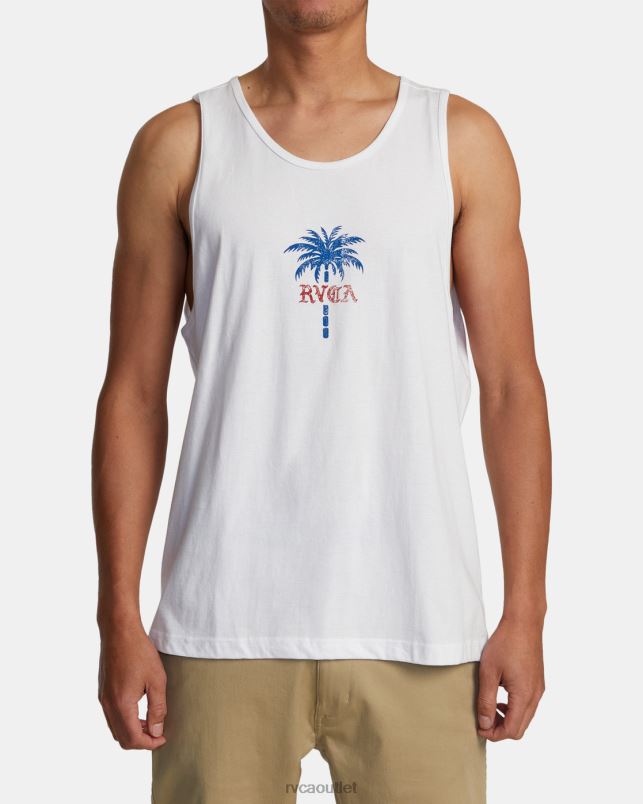 Clothing V84B130 white RVCA Men Palm Wire Tank
