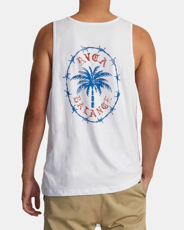 Clothing V84B130 white RVCA Men Palm Wire Tank