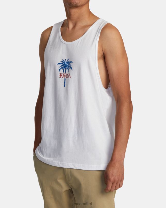 Clothing V84B130 white RVCA Men Palm Wire Tank
