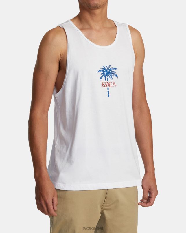 Clothing V84B130 white RVCA Men Palm Wire Tank