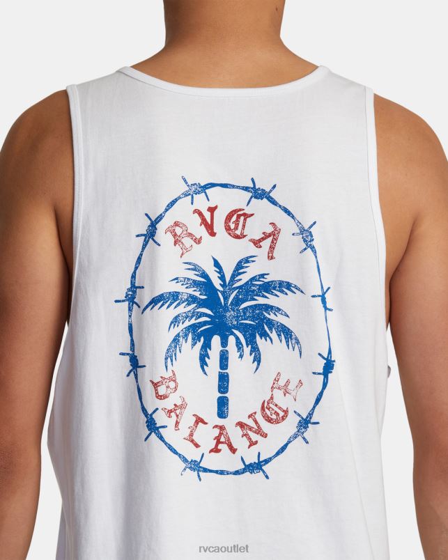 Clothing V84B130 white RVCA Men Palm Wire Tank