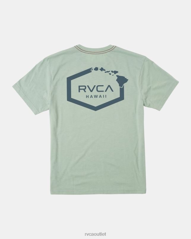 Clothing V84B133 green haze RVCA Men Hawaii Hex Tee