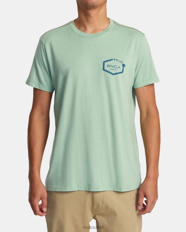 Clothing V84B133 green haze RVCA Men Hawaii Hex Tee