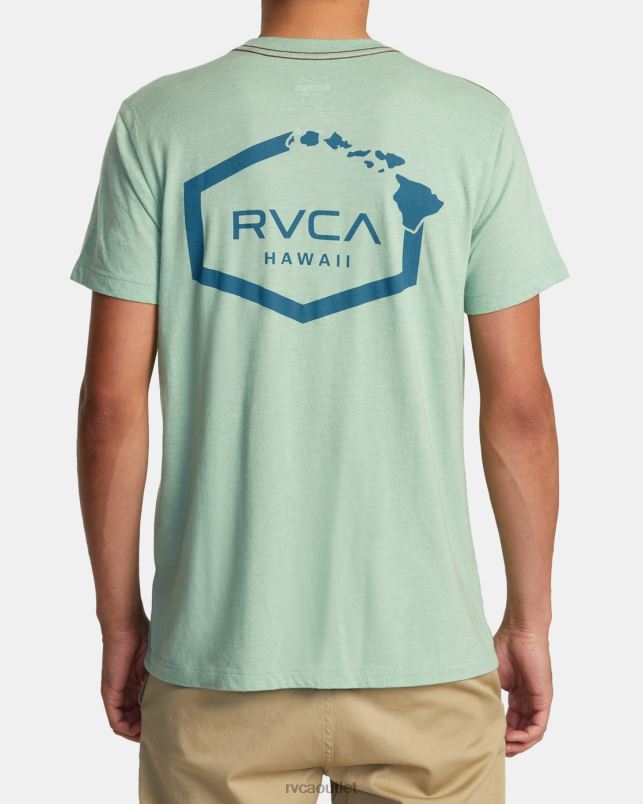 Clothing V84B133 green haze RVCA Men Hawaii Hex Tee