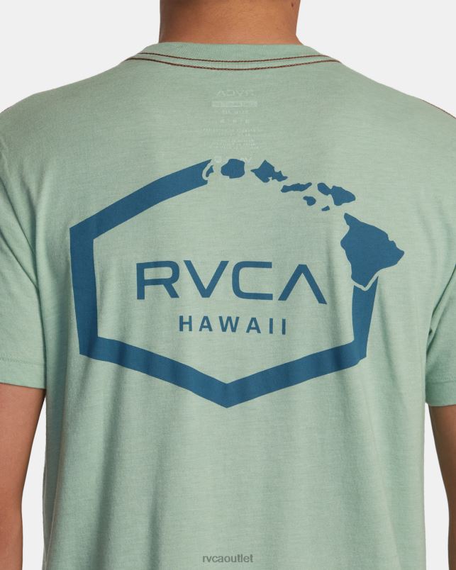Clothing V84B133 green haze RVCA Men Hawaii Hex Tee