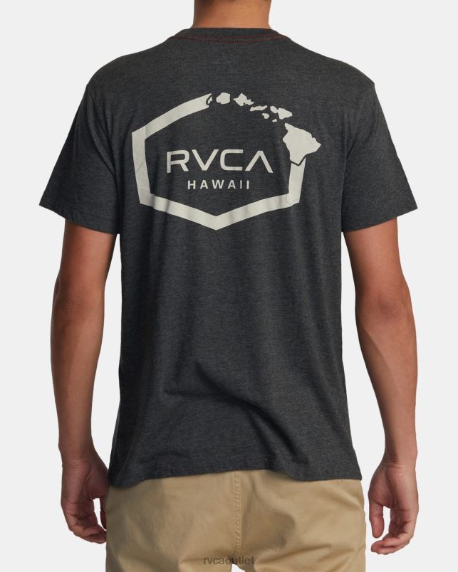 Clothing V84B147 black RVCA Men Hawaii Hex Tee