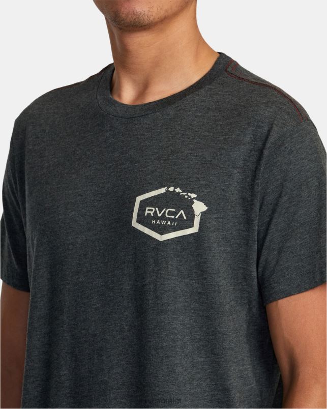 Clothing V84B147 black RVCA Men Hawaii Hex Tee