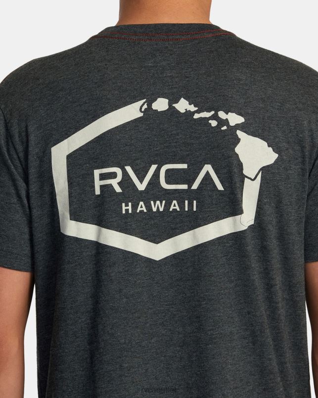 Clothing V84B147 black RVCA Men Hawaii Hex Tee