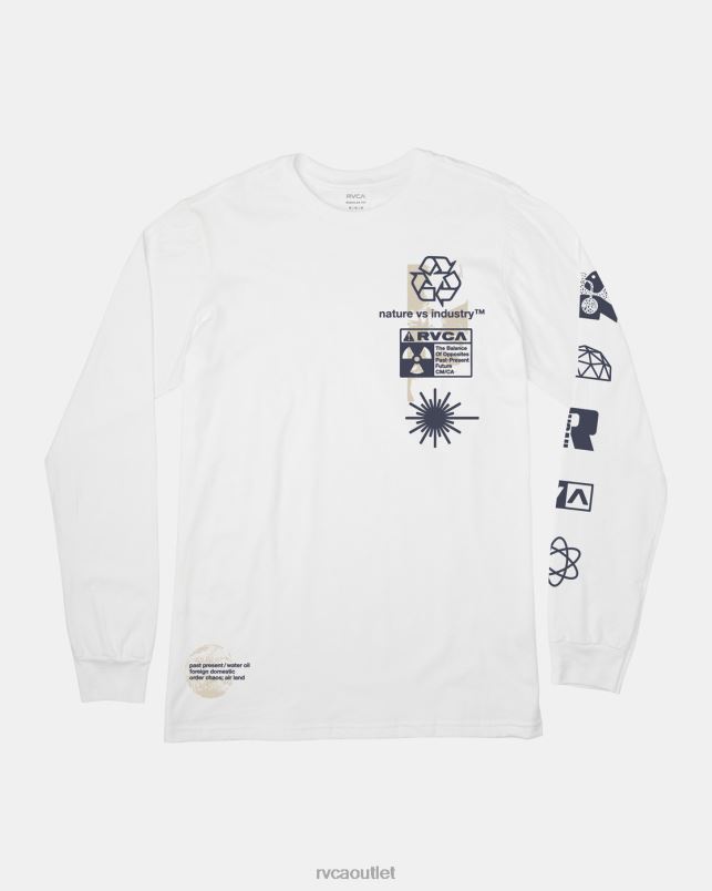 Clothing V84B208 white RVCA Men Infografik Long Sleeve Tee