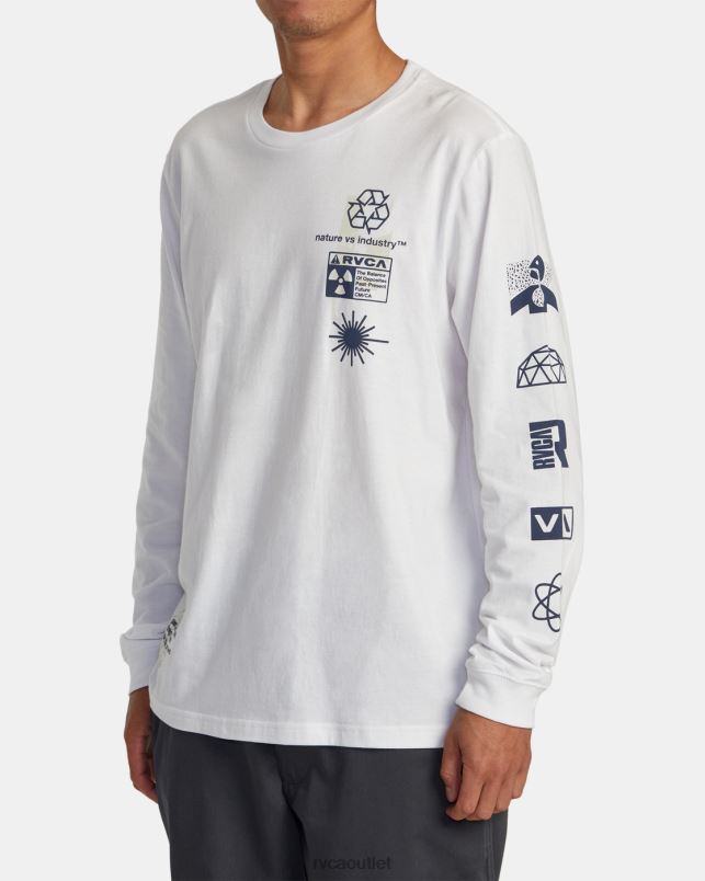 Clothing V84B208 white RVCA Men Infografik Long Sleeve Tee