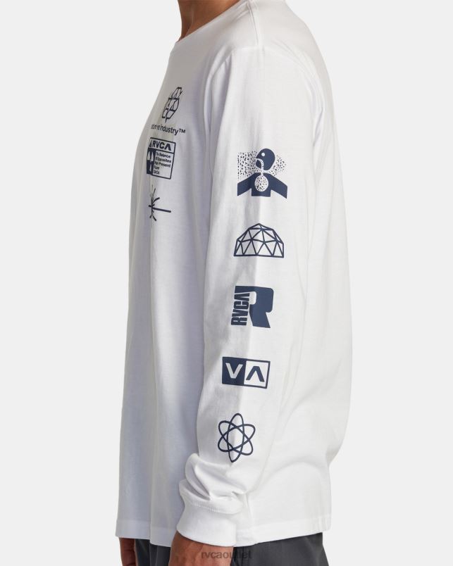 Clothing V84B208 white RVCA Men Infografik Long Sleeve Tee
