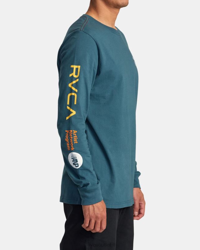 Clothing V84B213 duck blue/yellow RVCA Men ANP Long Sleeve T-Shirt