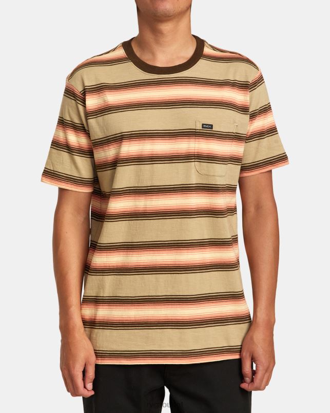 Clothing V84B226 khaki RVCA Men Polanco Stripe Tee