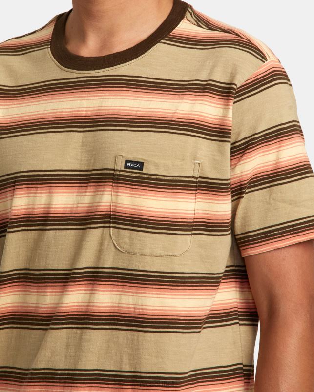 Clothing V84B226 khaki RVCA Men Polanco Stripe Tee