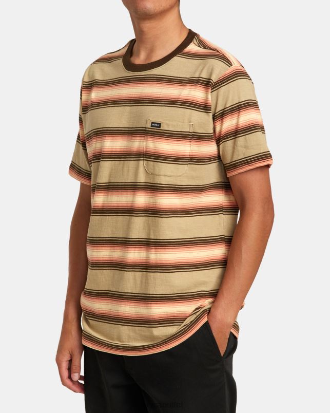 Clothing V84B226 khaki RVCA Men Polanco Stripe Tee