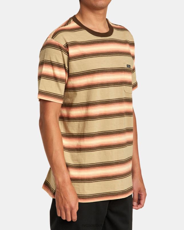 Clothing V84B226 khaki RVCA Men Polanco Stripe Tee