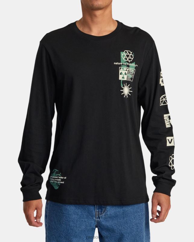 Clothing V84B258 black RVCA Men Infografik Long Sleeve Tee