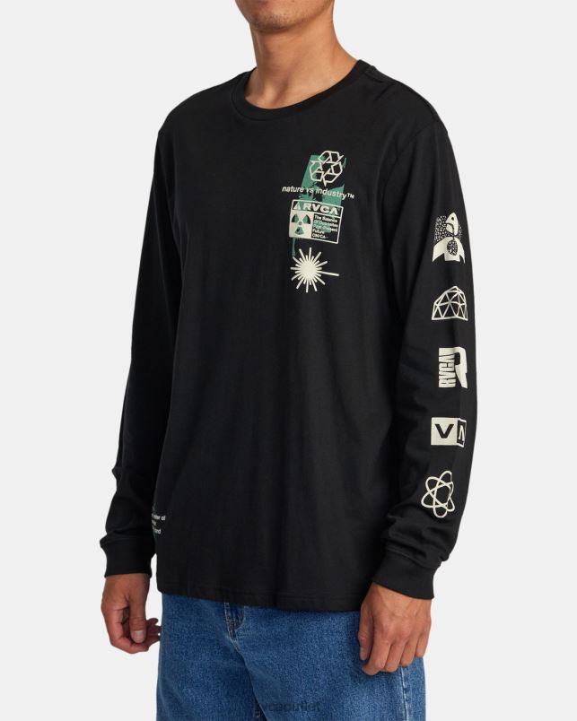Clothing V84B258 black RVCA Men Infografik Long Sleeve Tee