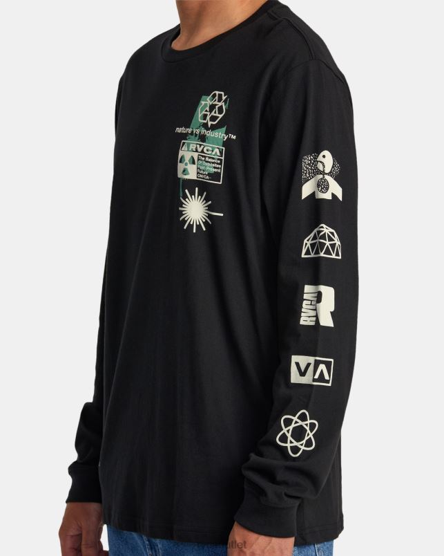 Clothing V84B258 black RVCA Men Infografik Long Sleeve Tee