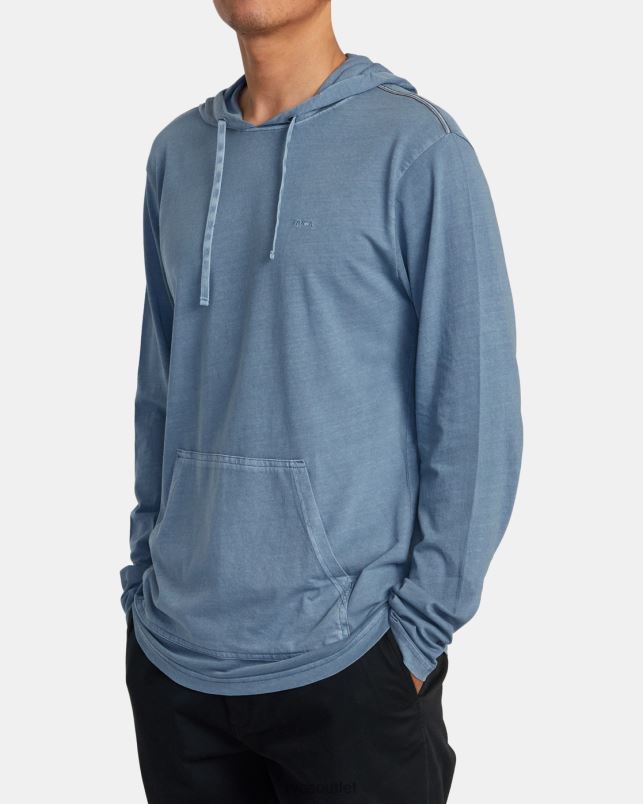 Clothing V84B435 industrial blue RVCA Men PTC Pigment Hooded Long Sleeve Tee
