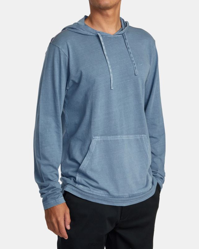 Clothing V84B435 industrial blue RVCA Men PTC Pigment Hooded Long Sleeve Tee