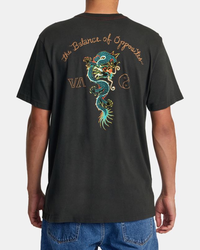 Clothing V84B67 pirate black RVCA Men Neon Dragon Tee