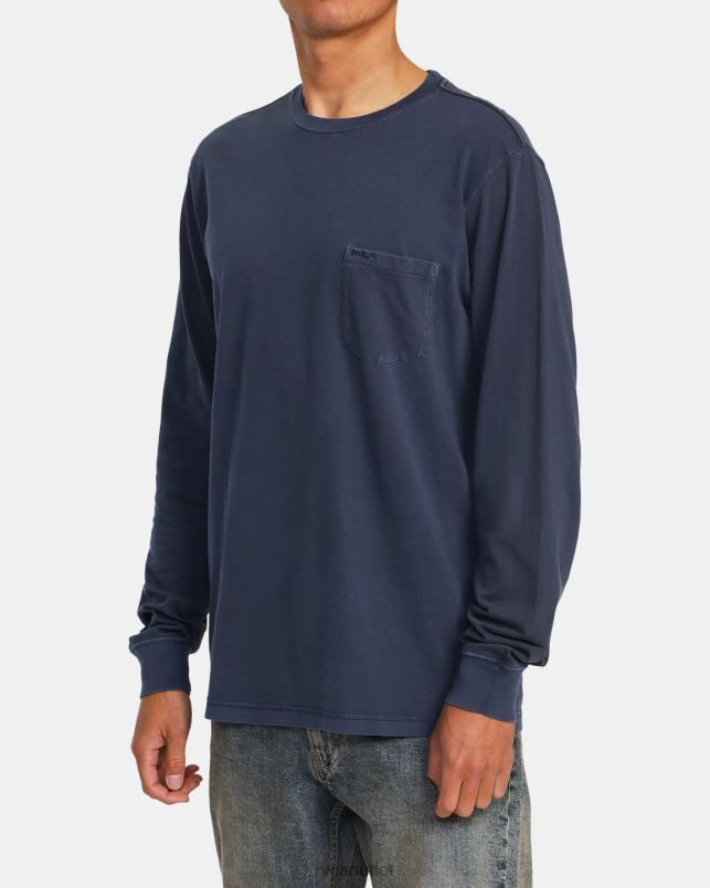 Clothing V84B682 moody blue RVCA Men PTC Pigment Long Sleeve Tee