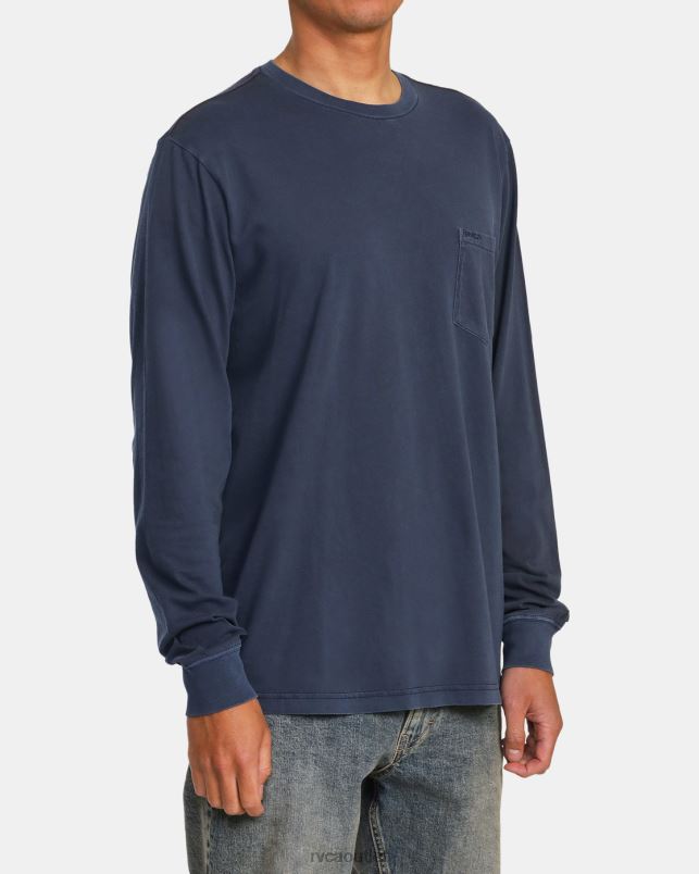 Clothing V84B682 moody blue RVCA Men PTC Pigment Long Sleeve Tee