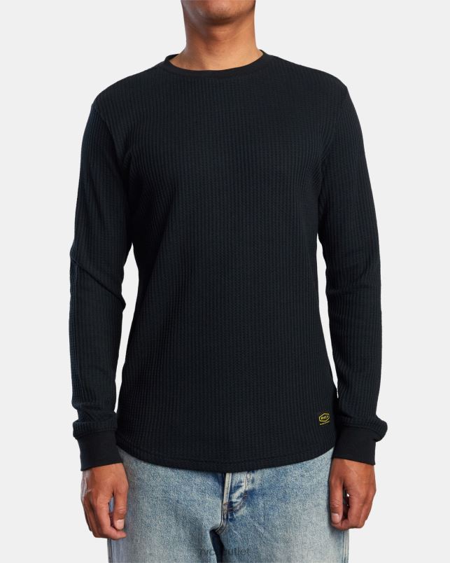 Clothing V84B684 black RVCA Men Day Shift Long Sleeve Thermal Shirt
