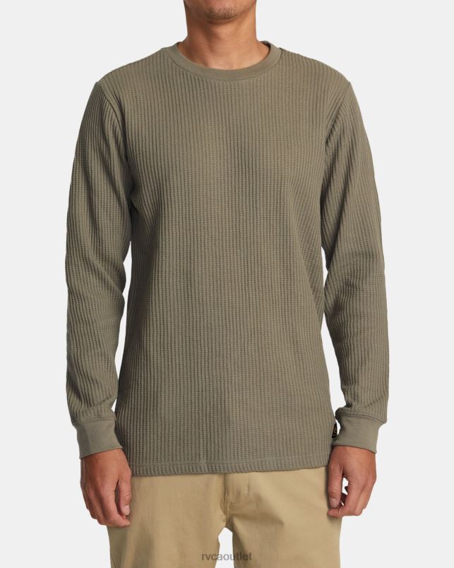 Clothing V84B737 aloe RVCA Men Day Shift Long Sleeve Thermal Shirt