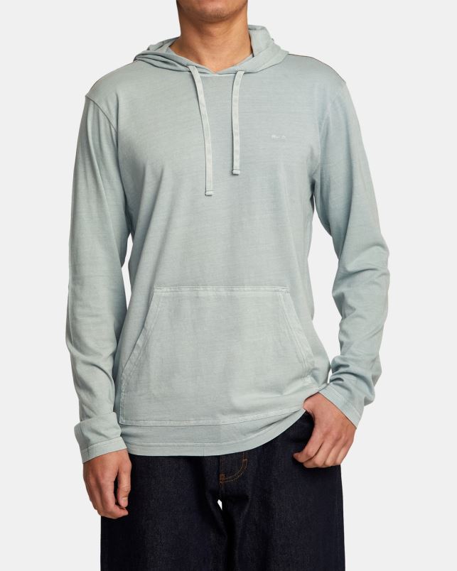 Clothing V84B888 iron RVCA Men PTC Pigment Hooded Long Sleeve Tee