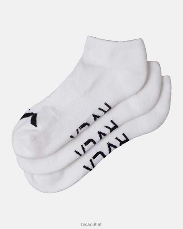 Accessories V84B666 white RVCA Unisex 3 Pack Sport Logo Super No-Show Socks