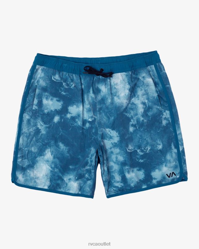 Clothing V84B20 teal tie dye RVCA Men Yogger Hybrid Elastic Waist Athletic Shorts 17