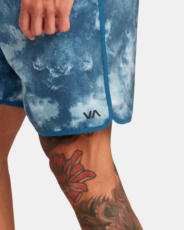 Clothing V84B20 teal tie dye RVCA Men Yogger Hybrid Elastic Waist Athletic Shorts 17