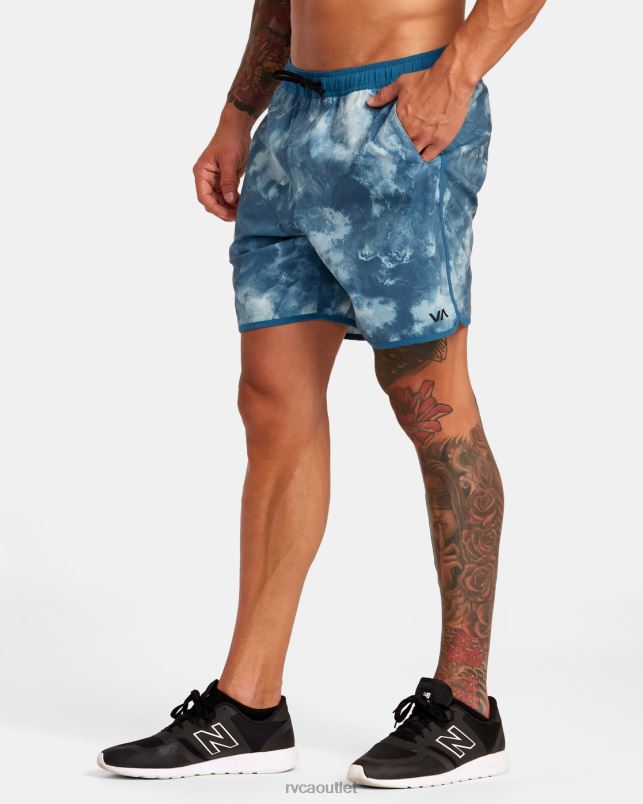 Clothing V84B20 teal tie dye RVCA Men Yogger Hybrid Elastic Waist Athletic Shorts 17