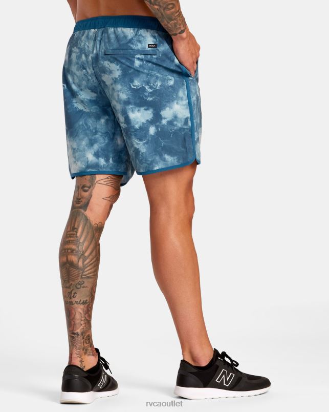 Clothing V84B20 teal tie dye RVCA Men Yogger Hybrid Elastic Waist Athletic Shorts 17