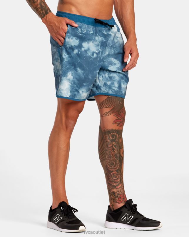 Clothing V84B20 teal tie dye RVCA Men Yogger Hybrid Elastic Waist Athletic Shorts 17