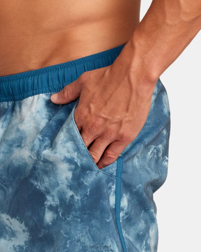 Clothing V84B20 teal tie dye RVCA Men Yogger Hybrid Elastic Waist Athletic Shorts 17