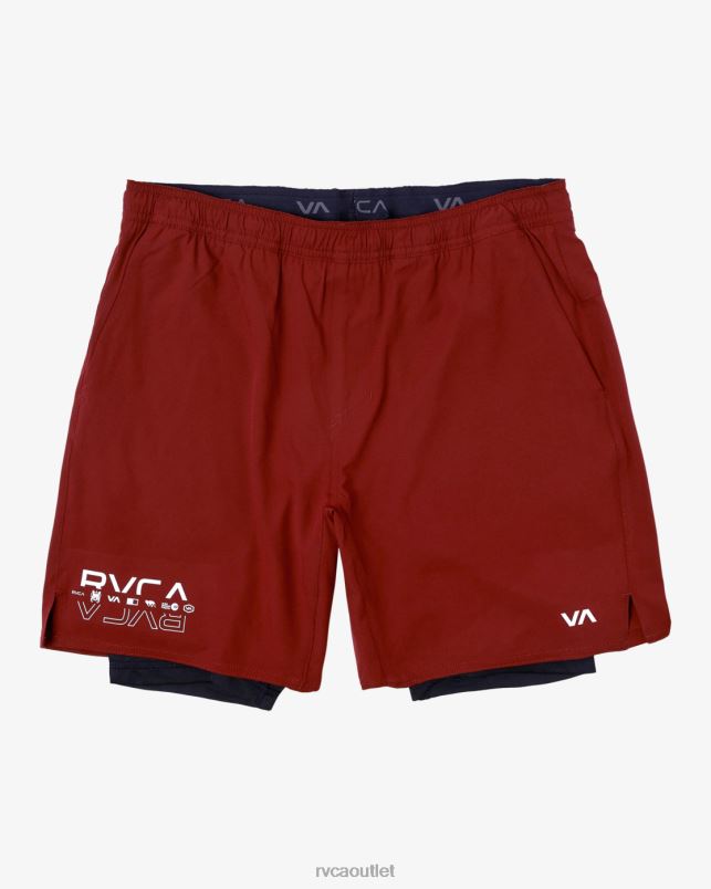 Clothing V84B220 cardinal RVCA Men Yogger Train 2-In-1 Elastic Waist Workout Shorts 17