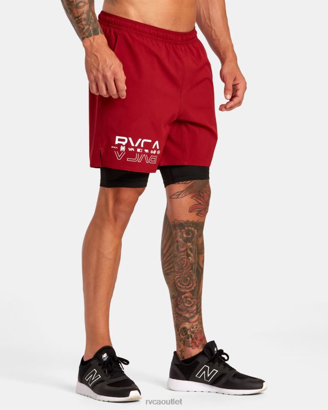 Clothing V84B220 cardinal RVCA Men Yogger Train 2-In-1 Elastic Waist Workout Shorts 17