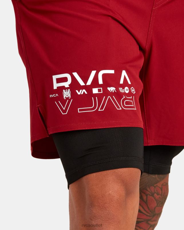 Clothing V84B220 cardinal RVCA Men Yogger Train 2-In-1 Elastic Waist Workout Shorts 17