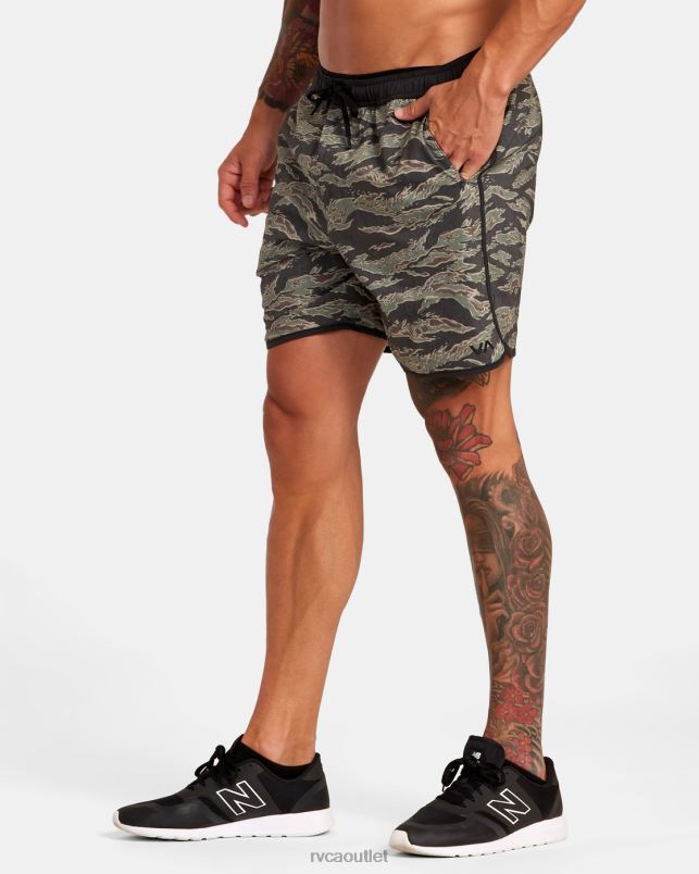 Clothing V84B285 tiger camo RVCA Men Yogger Hybrid Elastic Waist Athletic Shorts 17